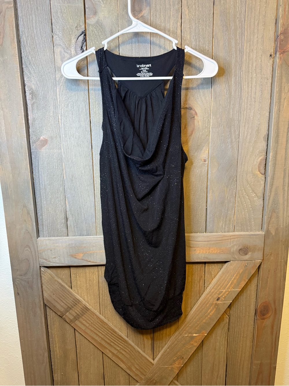 Lane Bryant Black Glitter Cowl Neck Tank